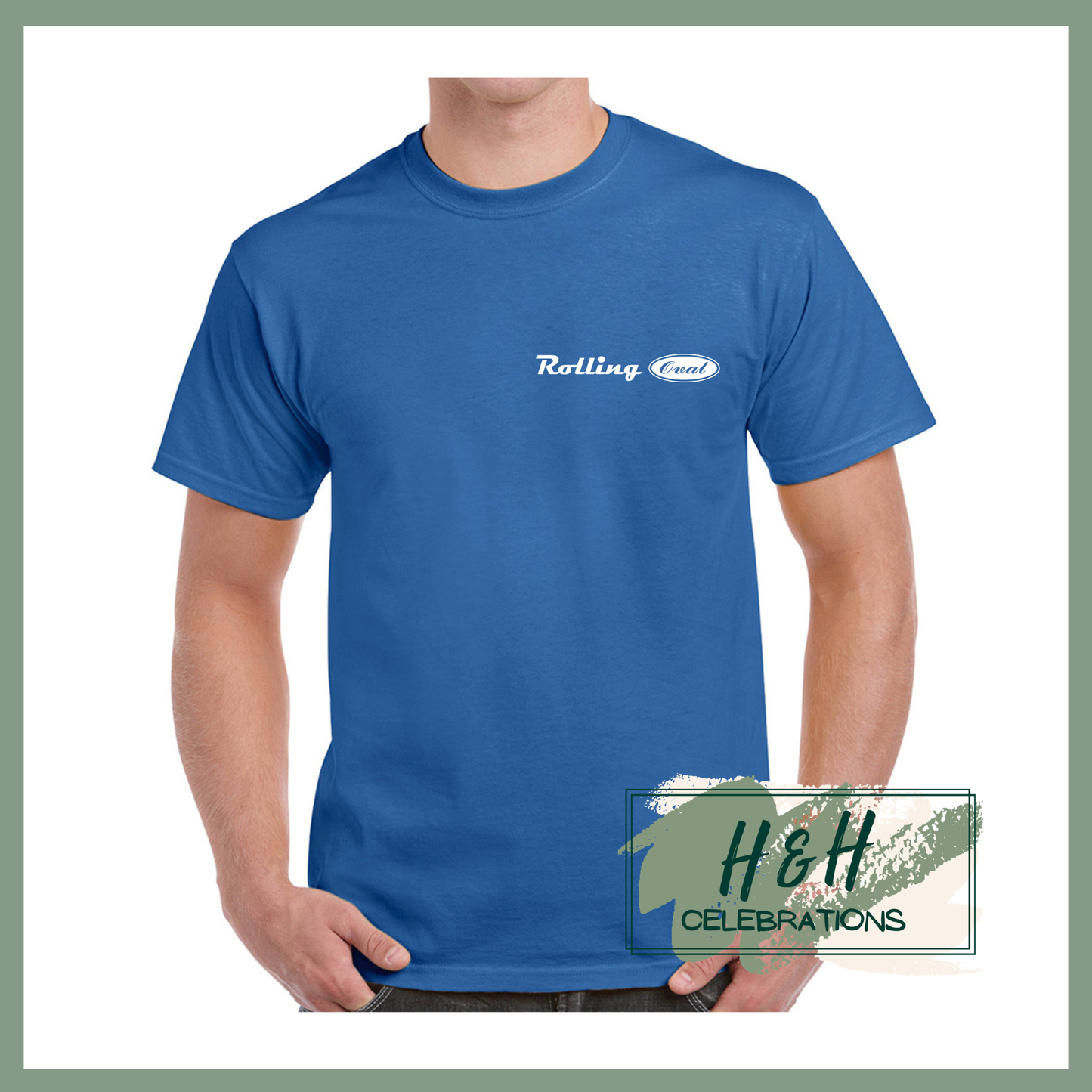 Rolling Oval T-Shirt For Adults - Royal Blue