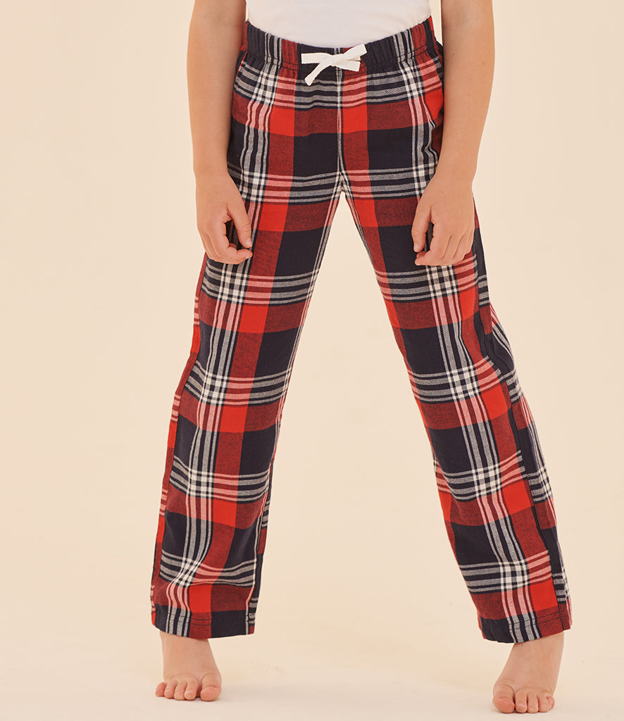 Tartan Christmas Lounge Pants Navy And Red - Kids