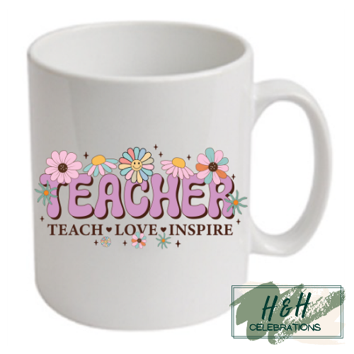 Teacher, Teach, Love, Inspire Ceramic Mug