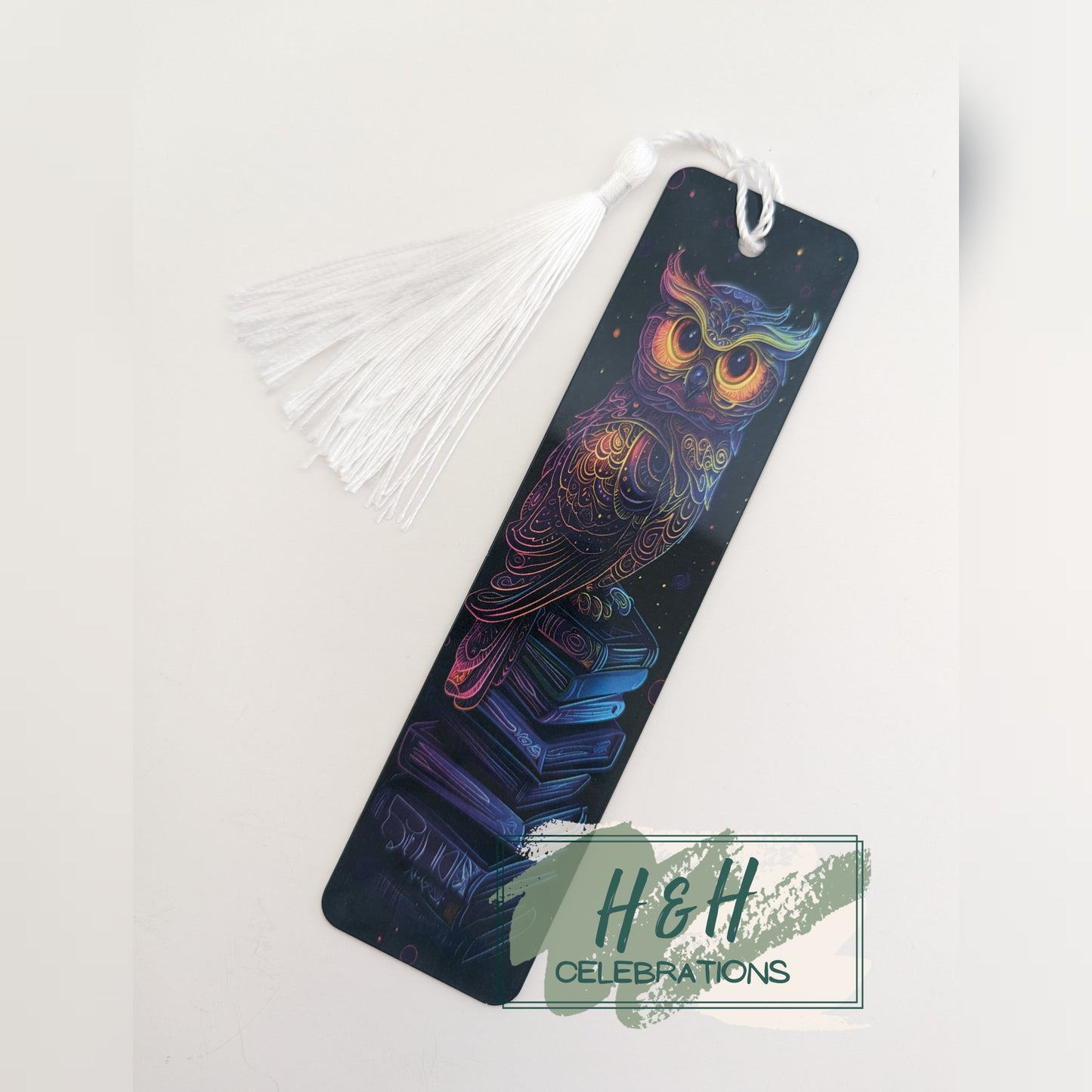Vibrant Neon Owl Bookmark