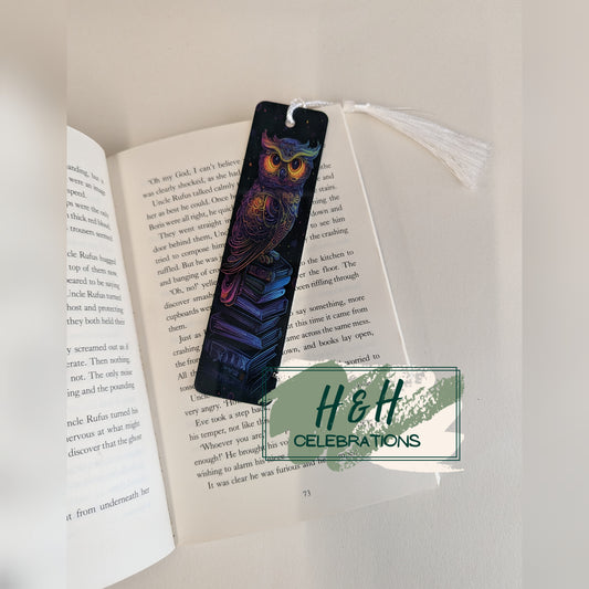 Vibrant Neon Owl Bookmark