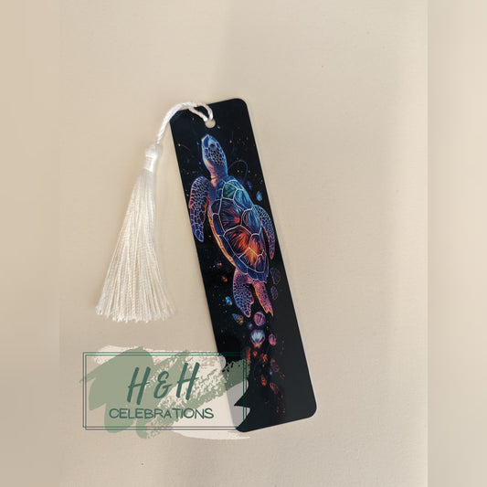 Vibrant Neon Turtle Bookmark