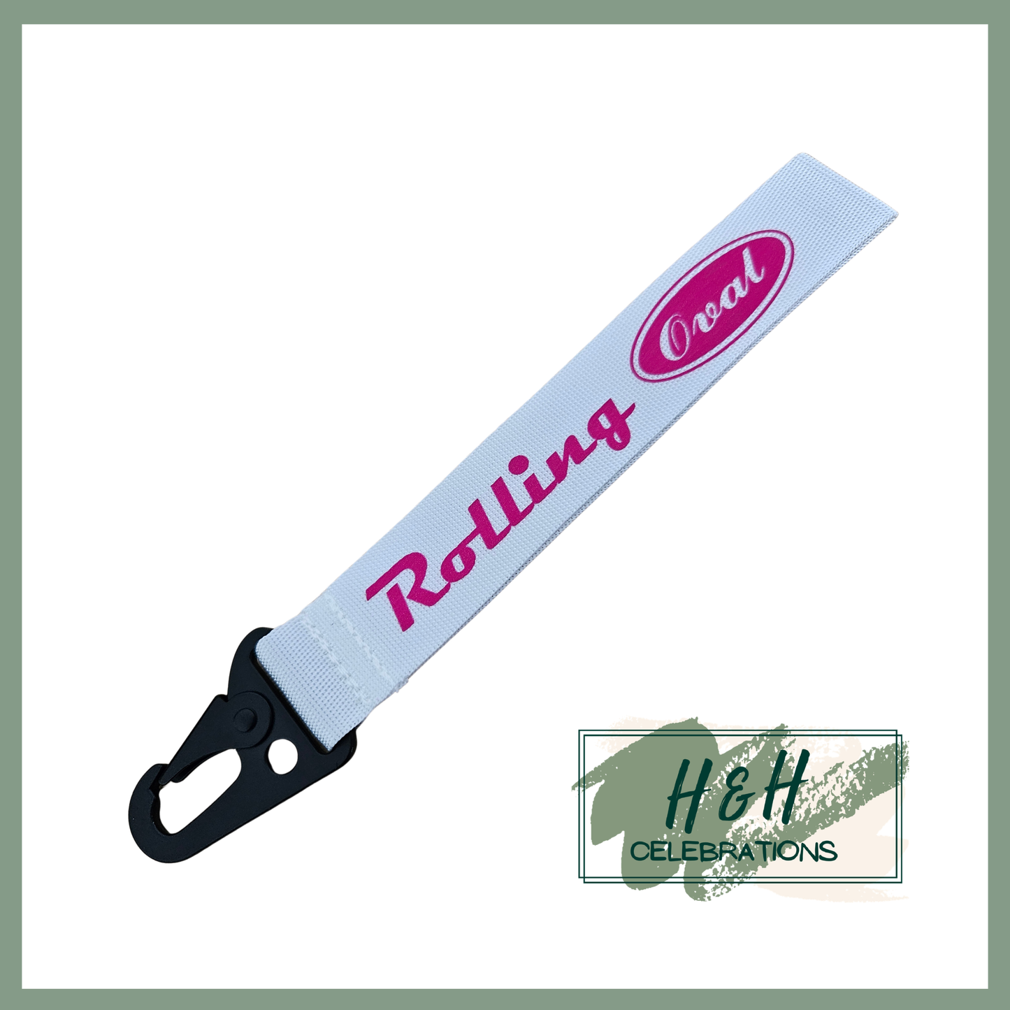 Rolling Oval Wristlet - White