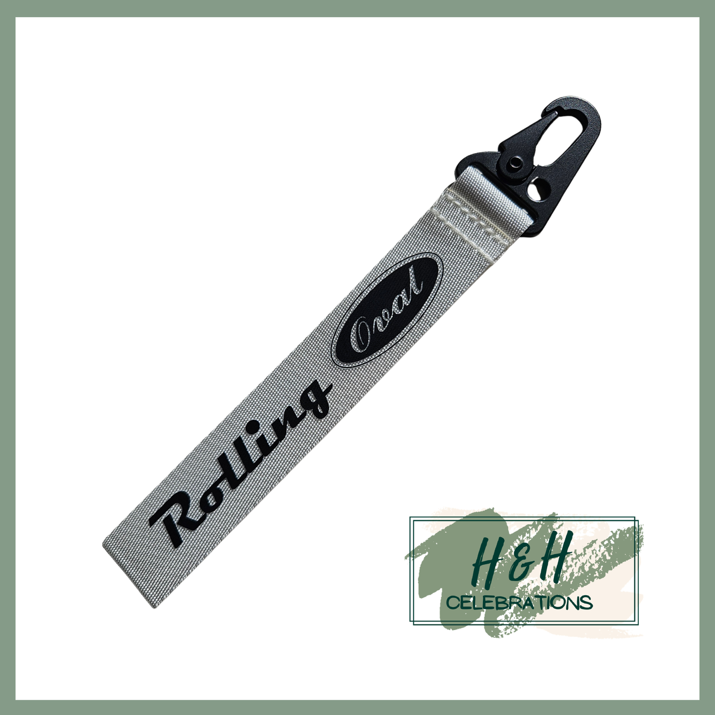 Rolling Oval Wristlet - White