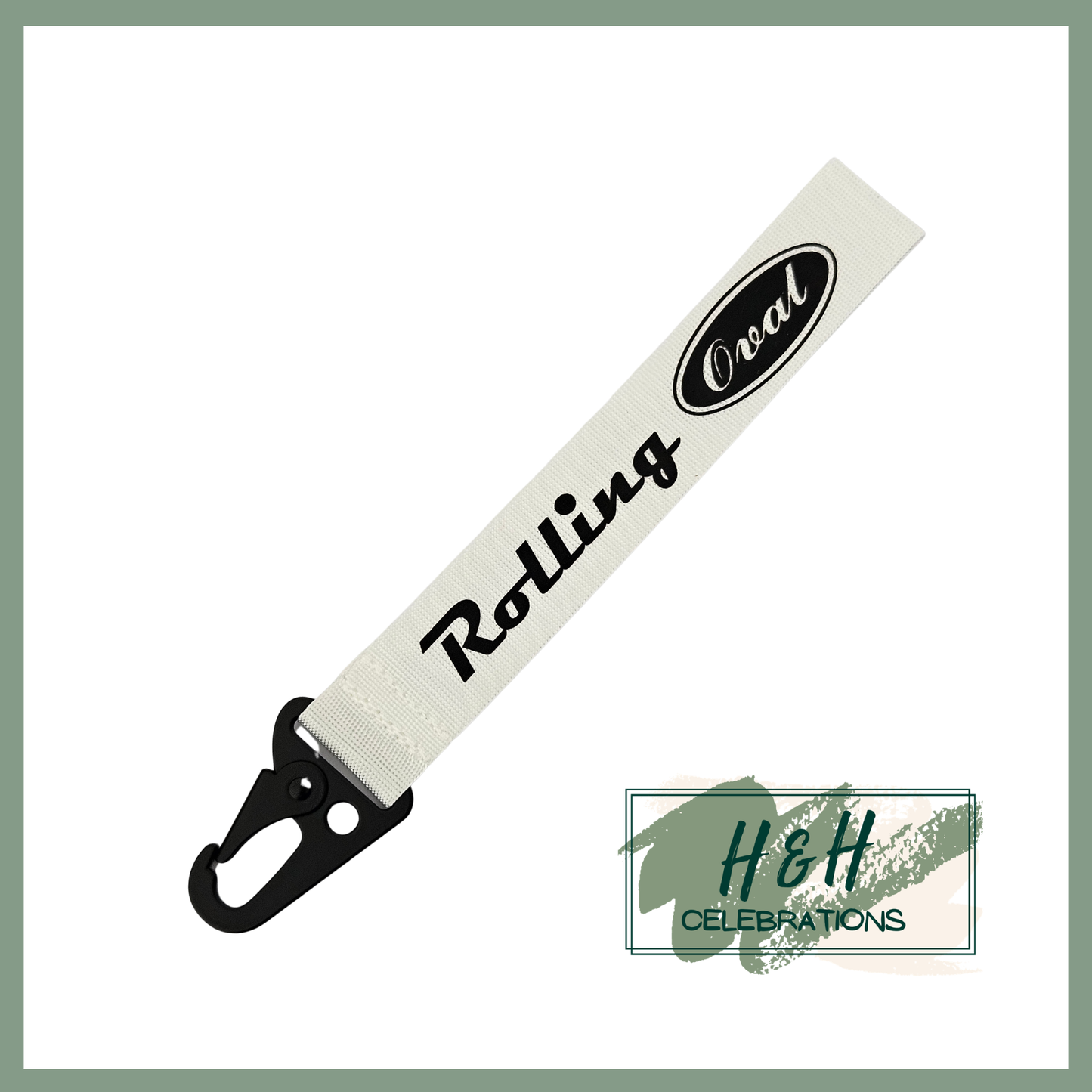 Rolling Oval Wristlet - White