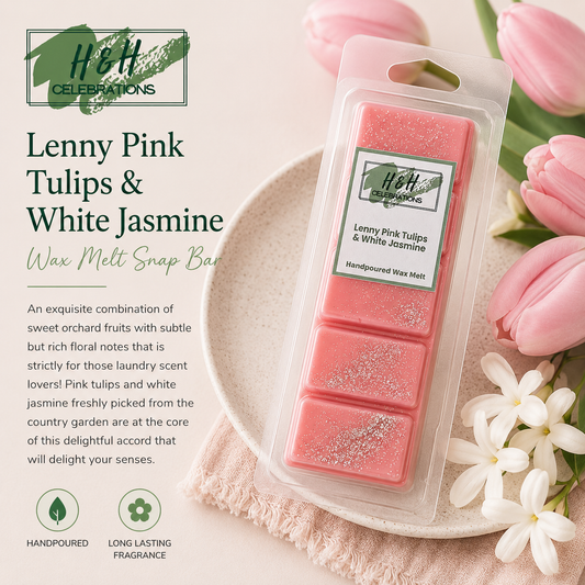 Lenny Pink Tulips & White Jasmine Wax Melt Snap Bar