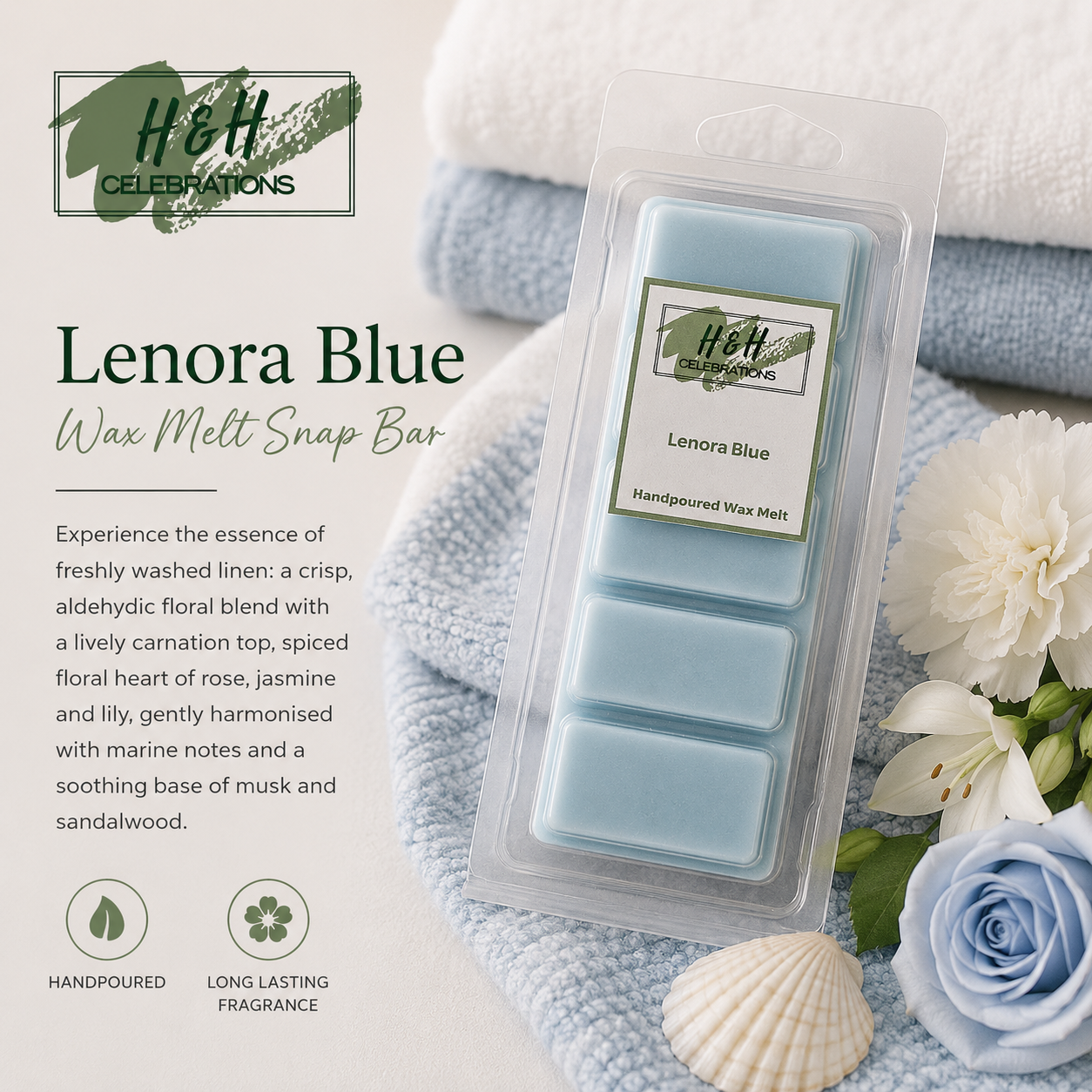 Lenora Blue Wax Melt Snap Bar