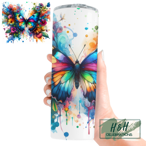Watercolour Butterfly 20oz Skinny Tumbler