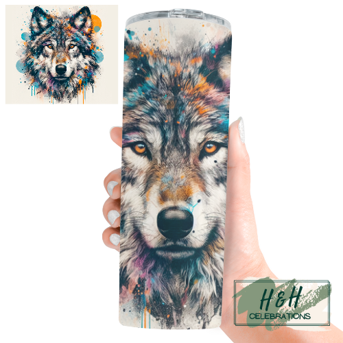 Watercolour Wolf 20oz Skinny Tumbler
