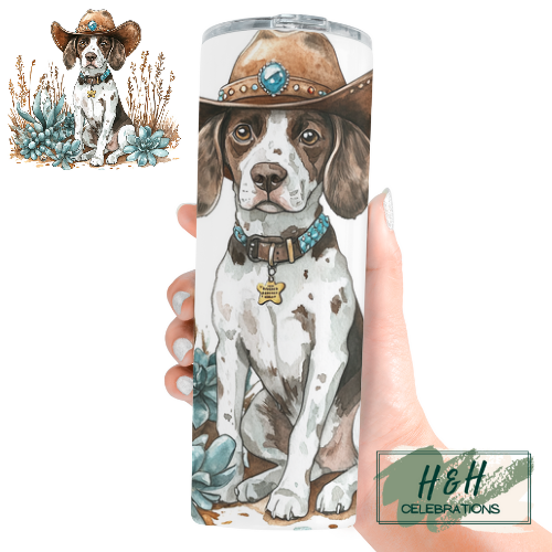 Western Themed Dog 20oz Skinny Tumbler