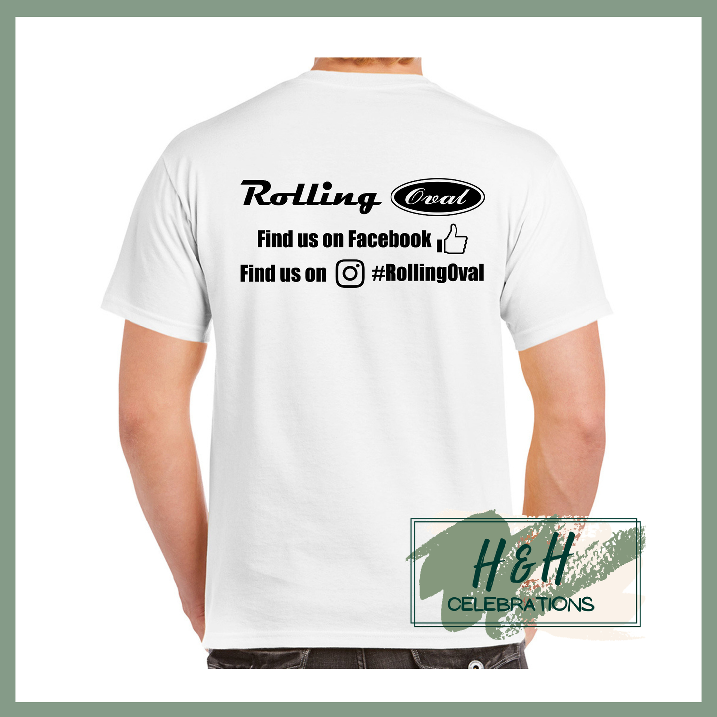 Rolling Oval T-Shirt For Adults - White