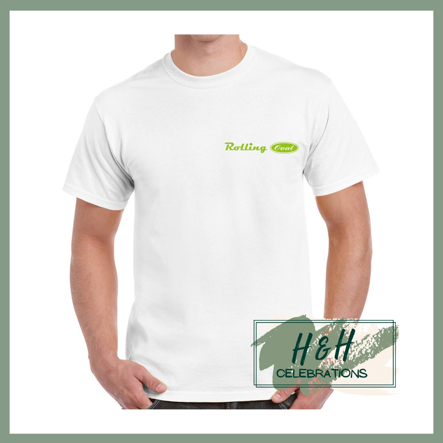 Rolling Oval T-Shirt For Adults - White