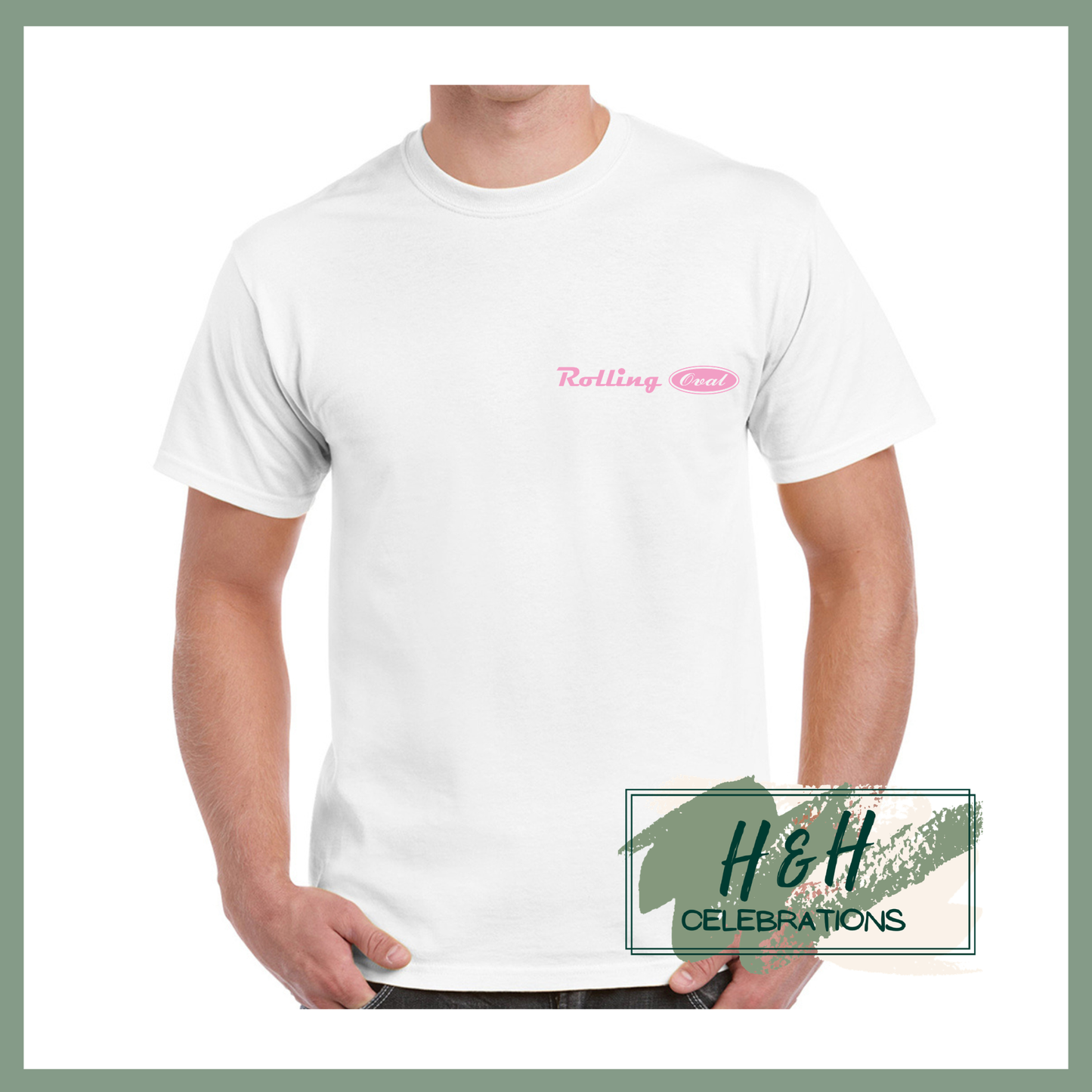 Rolling Oval T-Shirt For Adults - White