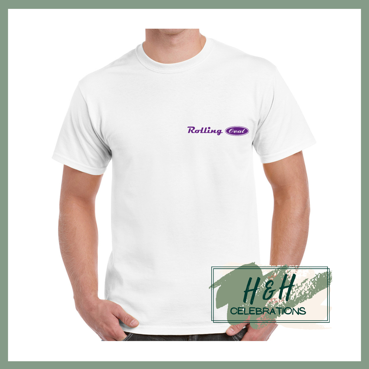 Rolling Oval T-Shirt For Adults - White