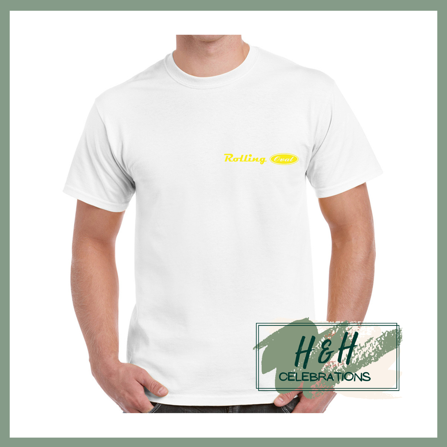 Rolling Oval T-Shirt For Adults - White