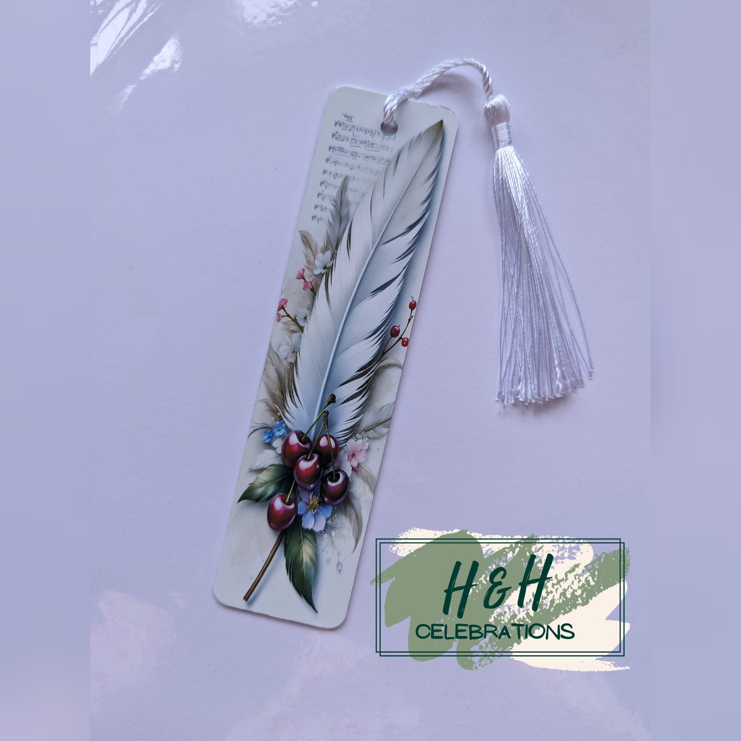 White Berry Feather Bookmark
