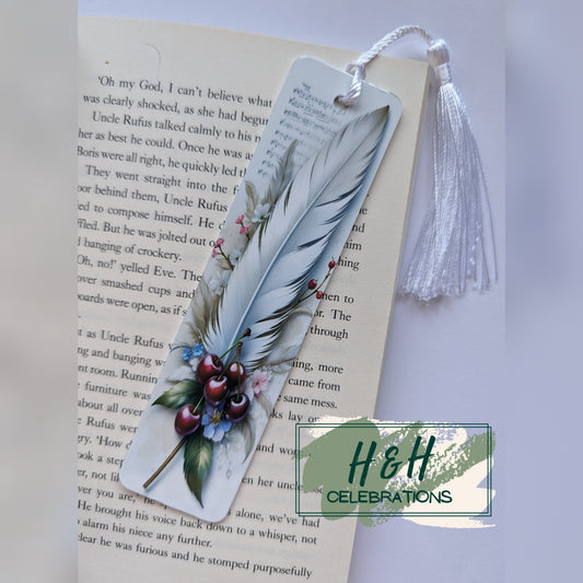 White Berry Feather Bookmark