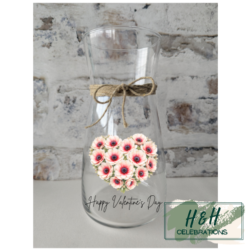 White Heart Floral Vase
