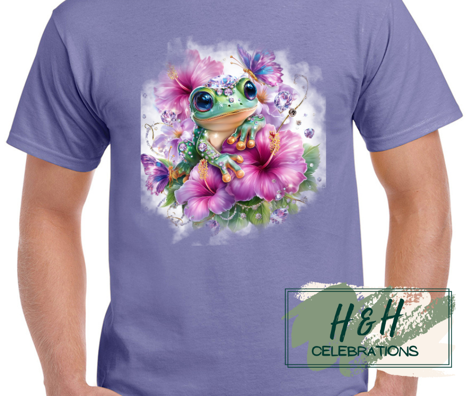 Womens Jewelled Summer Frog T-Shirt -  15 Colours