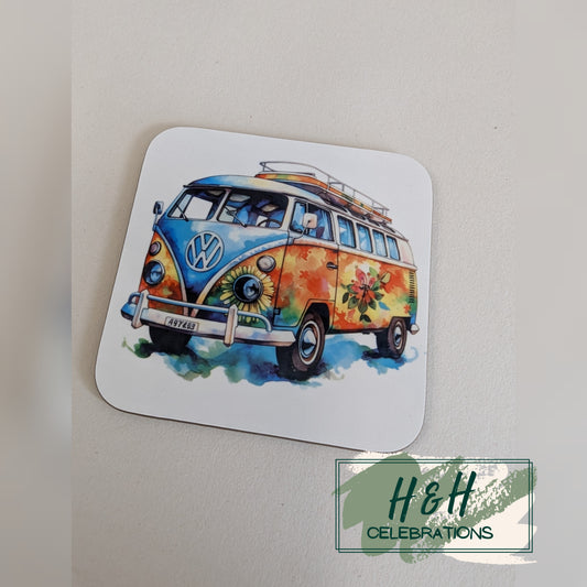 Campervan Watercolour MDF Coaster