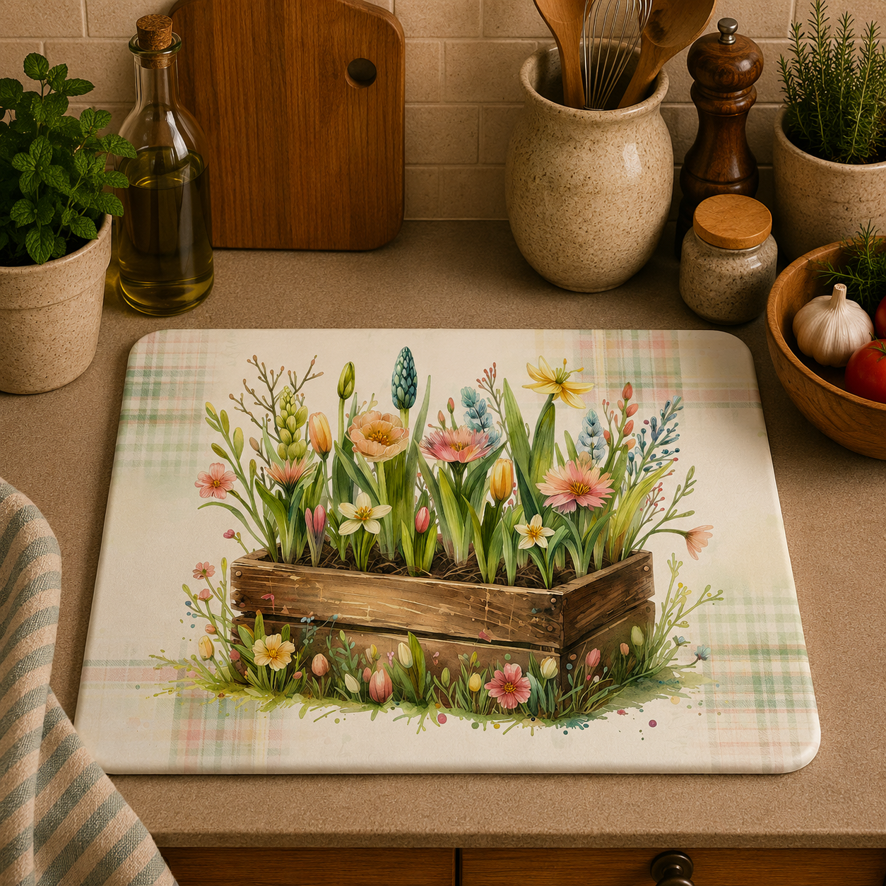 Floral Flower Box Toughened Glass Chopping Board