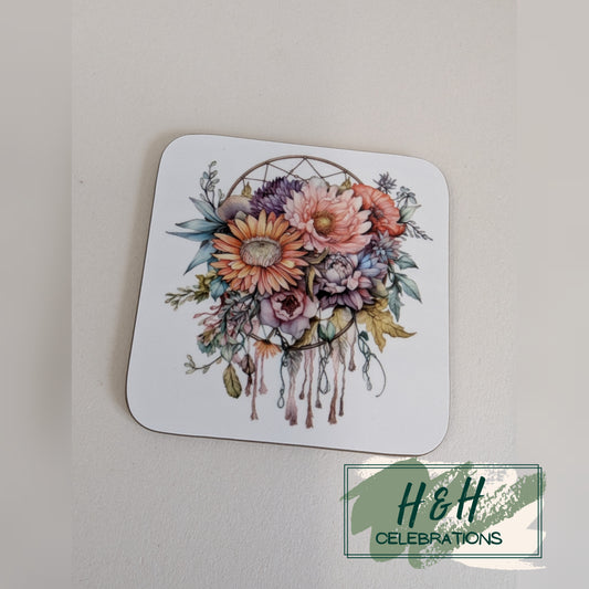 Floral Dreamcatcher MDF Coaster - Design 2