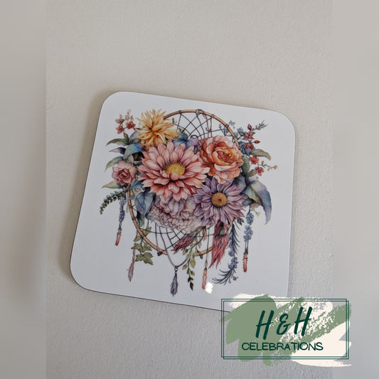 Floral Dreamcatcher MDF Coaster - Design 3