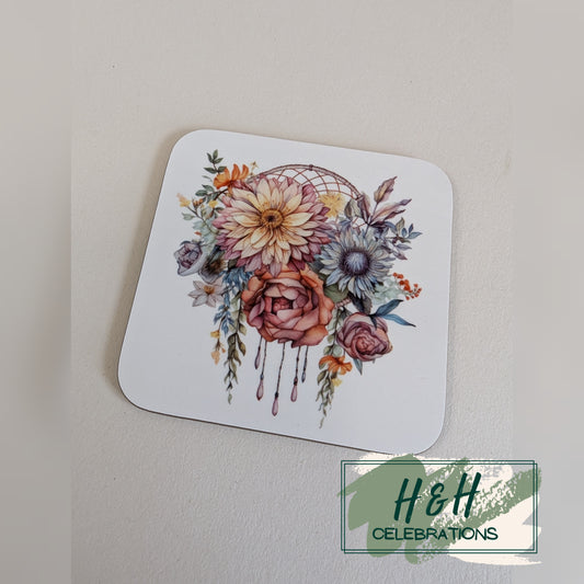 Floral Dreamcatcher MDF Coaster - Design 4