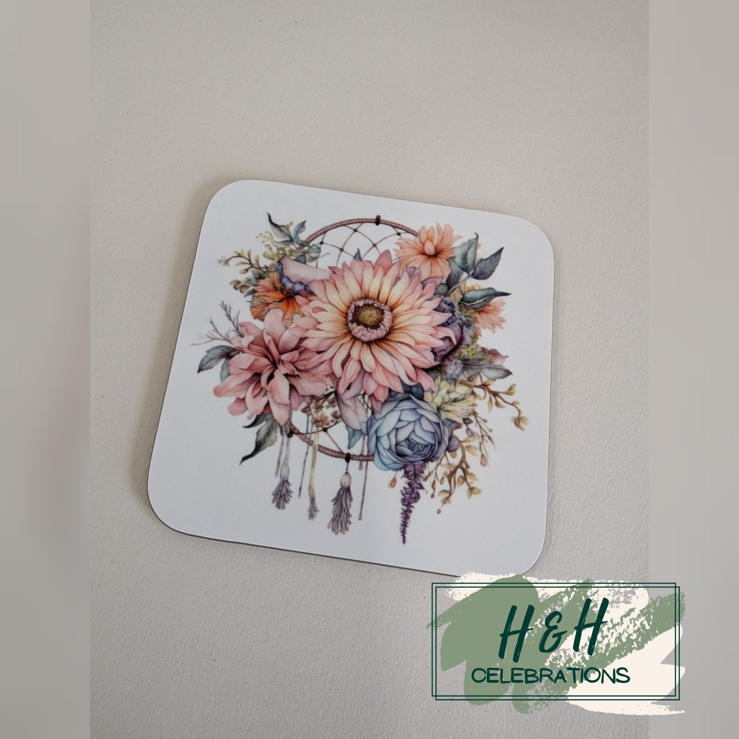 Floral Dreamcatcher MDF Coaster - Design 1