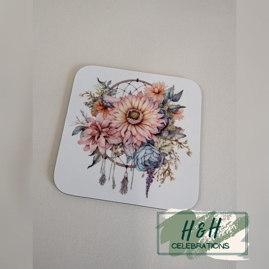 Floral Dreamcatcher MDF Coaster - Design 1