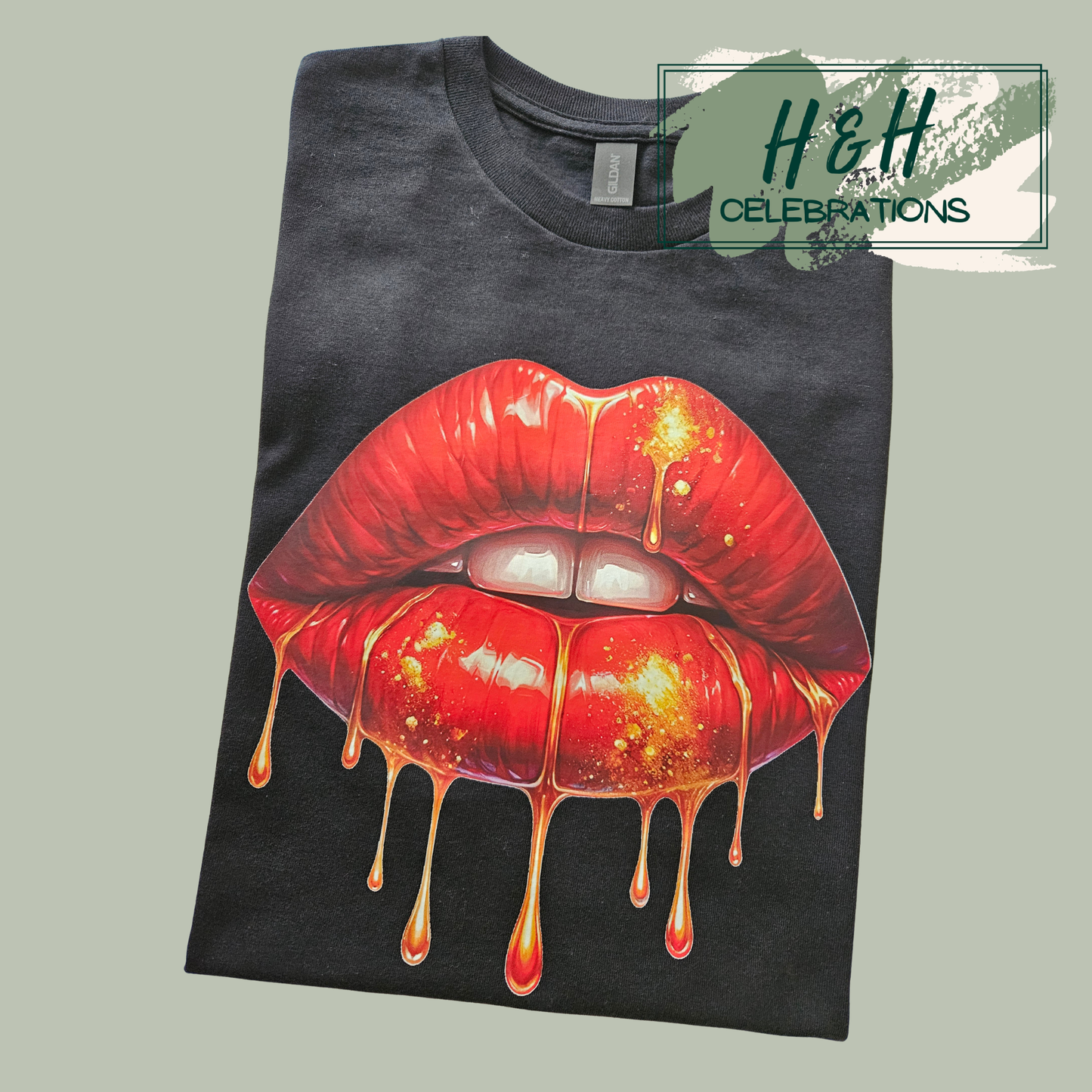 Dripping Red Lips Womens T-Shirt - 13 Colours