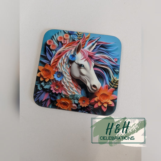 Paper Quill Unicorn MDF Coaster