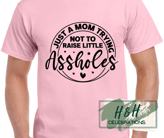 Just A Mom Trying Womens T-Shirt - 15 Colours