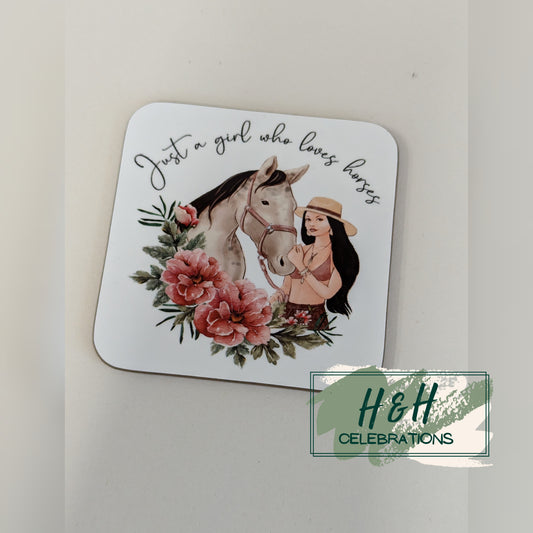 Just A Girl Who Loves Horses MDF Coaster - Design 2