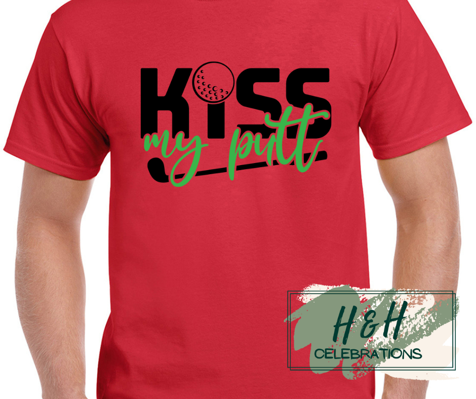 Men's Kiss My Putt Golf Themed T-Shirt - 13 Colours