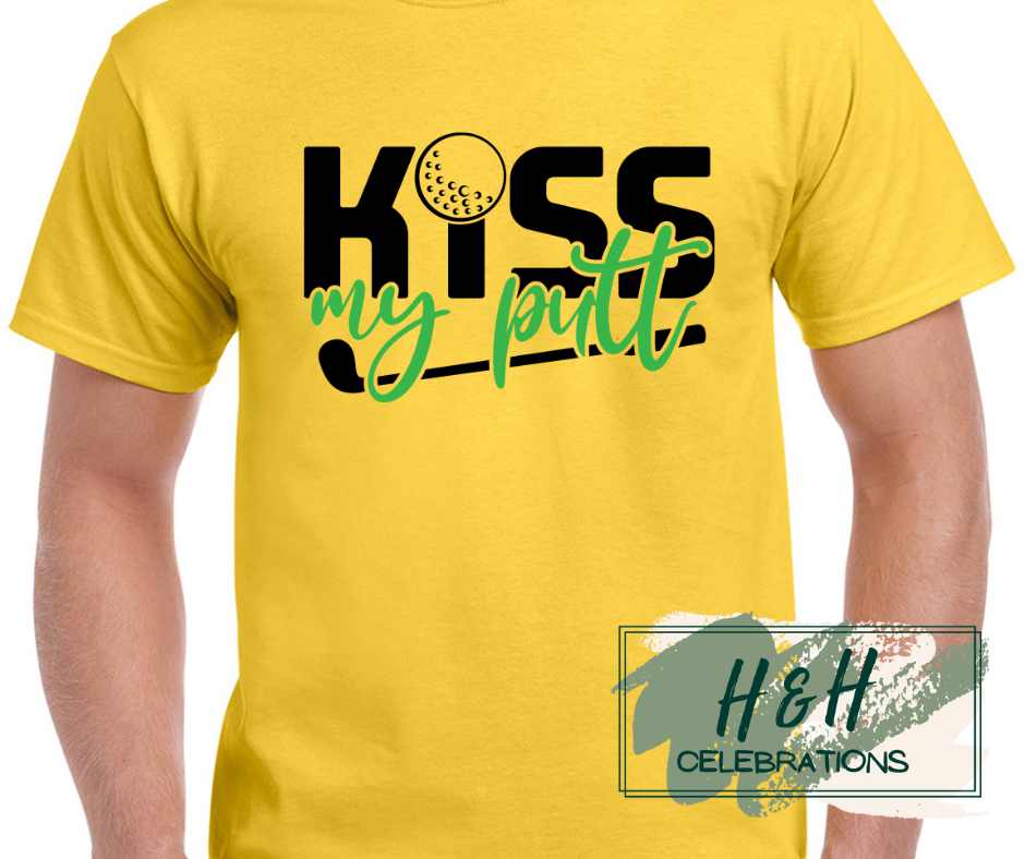 Men's Kiss My Putt Golf Themed T-Shirt - 13 Colours