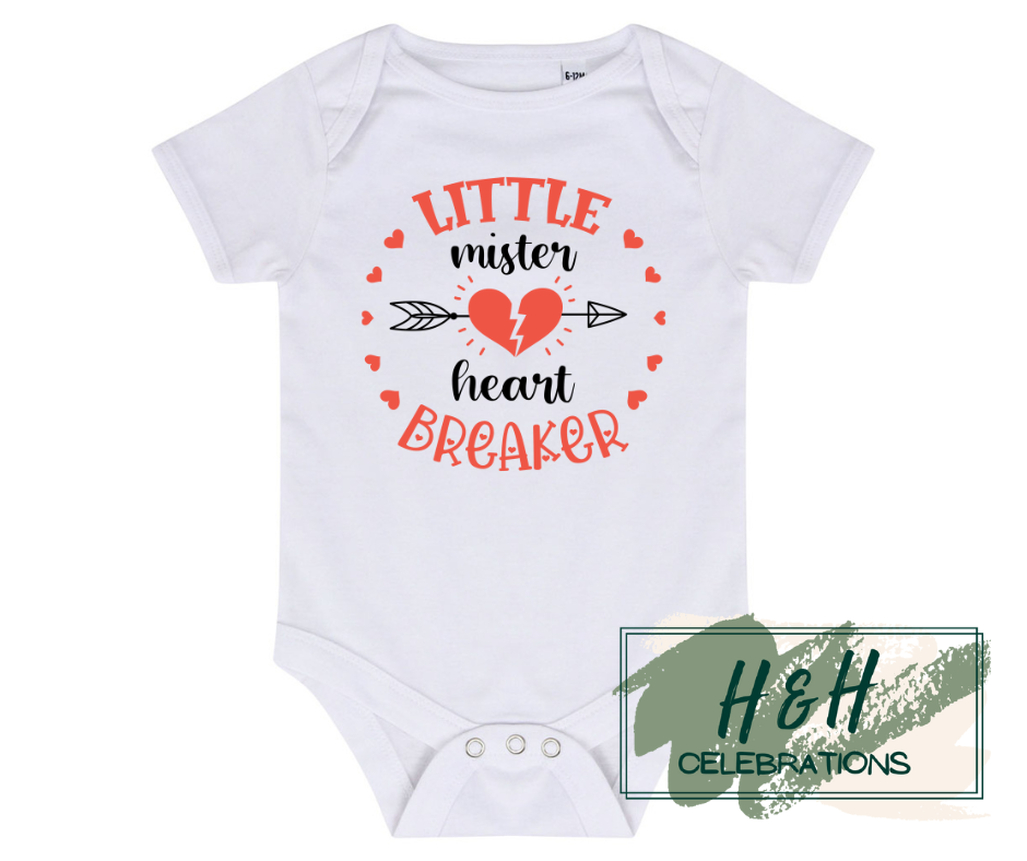 Little Mister Heart Breaker Short Sleeve Vest - Baby