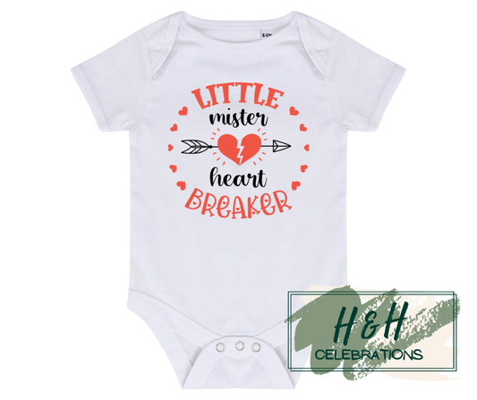 Little Mister Heart Breaker Short Sleeve Vest - Baby