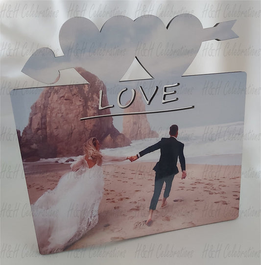 Personalised MDF Love Hearts Photo Panel