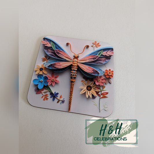 Paper Quill Dragonfly MDF Coaster