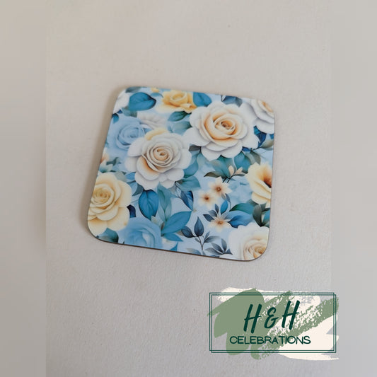 Pastel Flowers MDF Coaster - Design 2