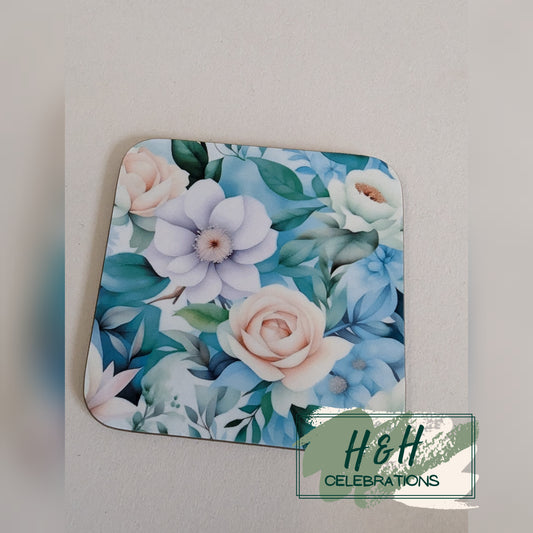 Pastel Flowers MDF Coaster - Design 3