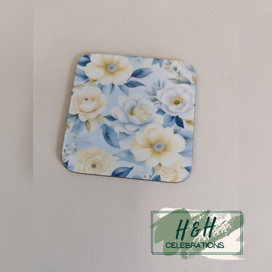 Pastel Flowers MDF Coaster - Design 1