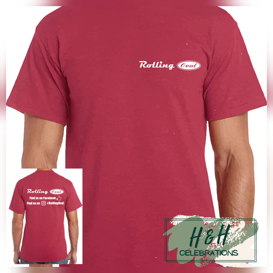 Rolling Oval T-Shirt For Adults - Antique Cherry Red