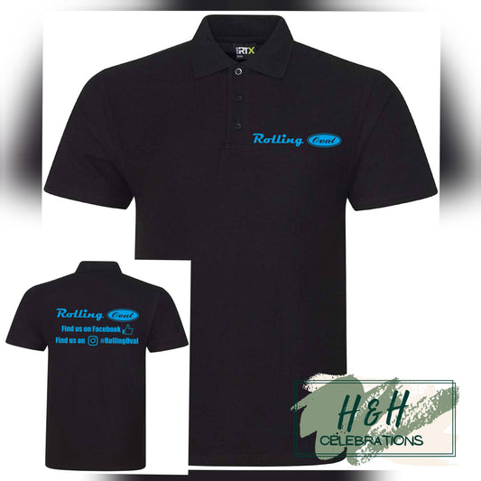 Rolling Oval Polo Shirt For Adults - Black