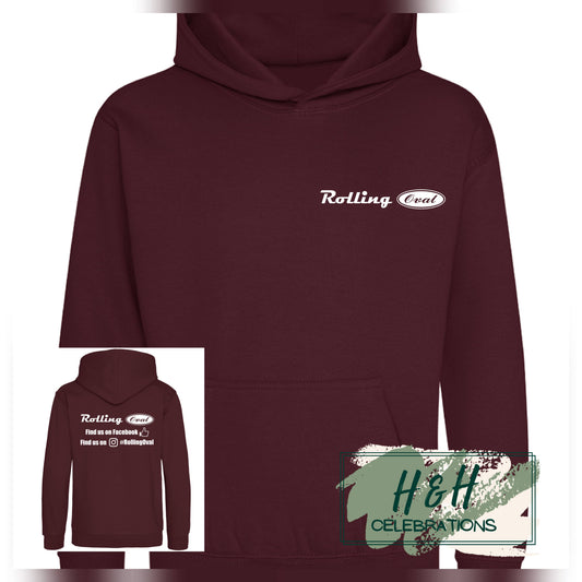 Rolling Oval Hoodie For Kids - Burgundy