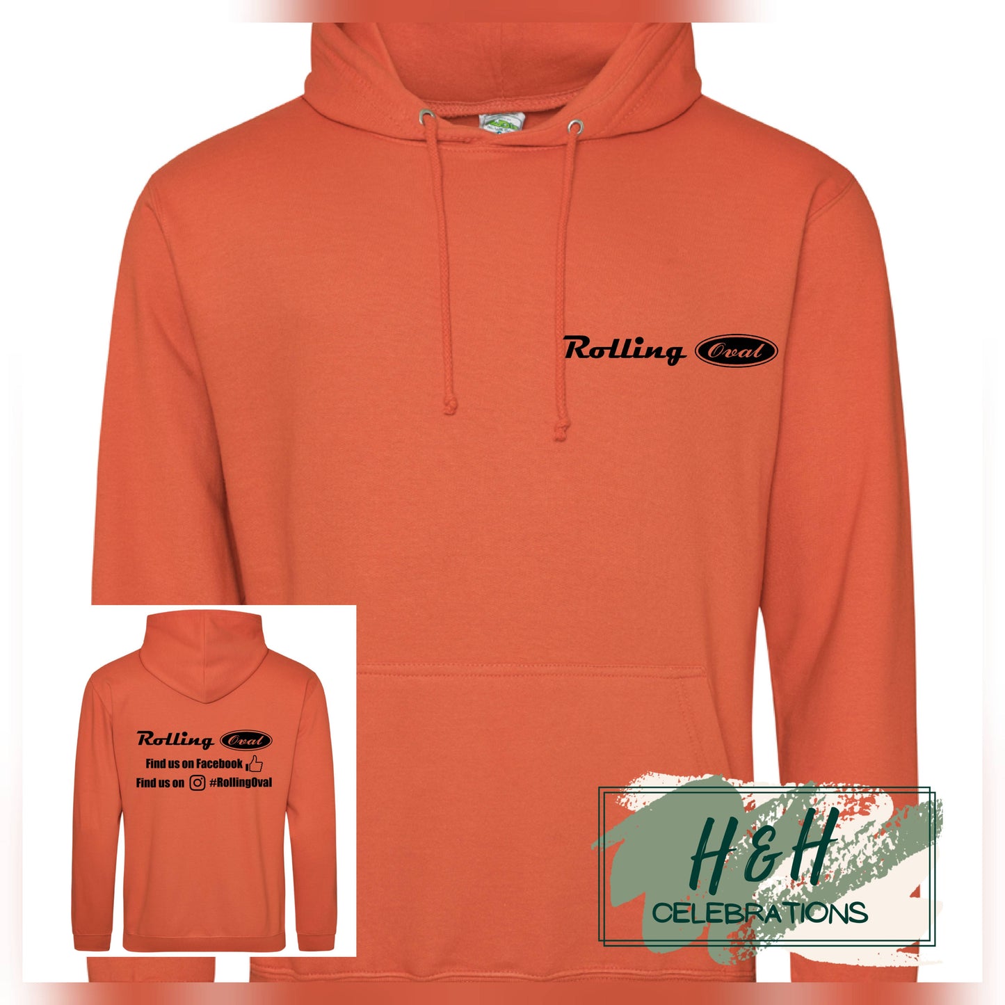 Rolling Oval Hoodie For Adults - Burnt Orange