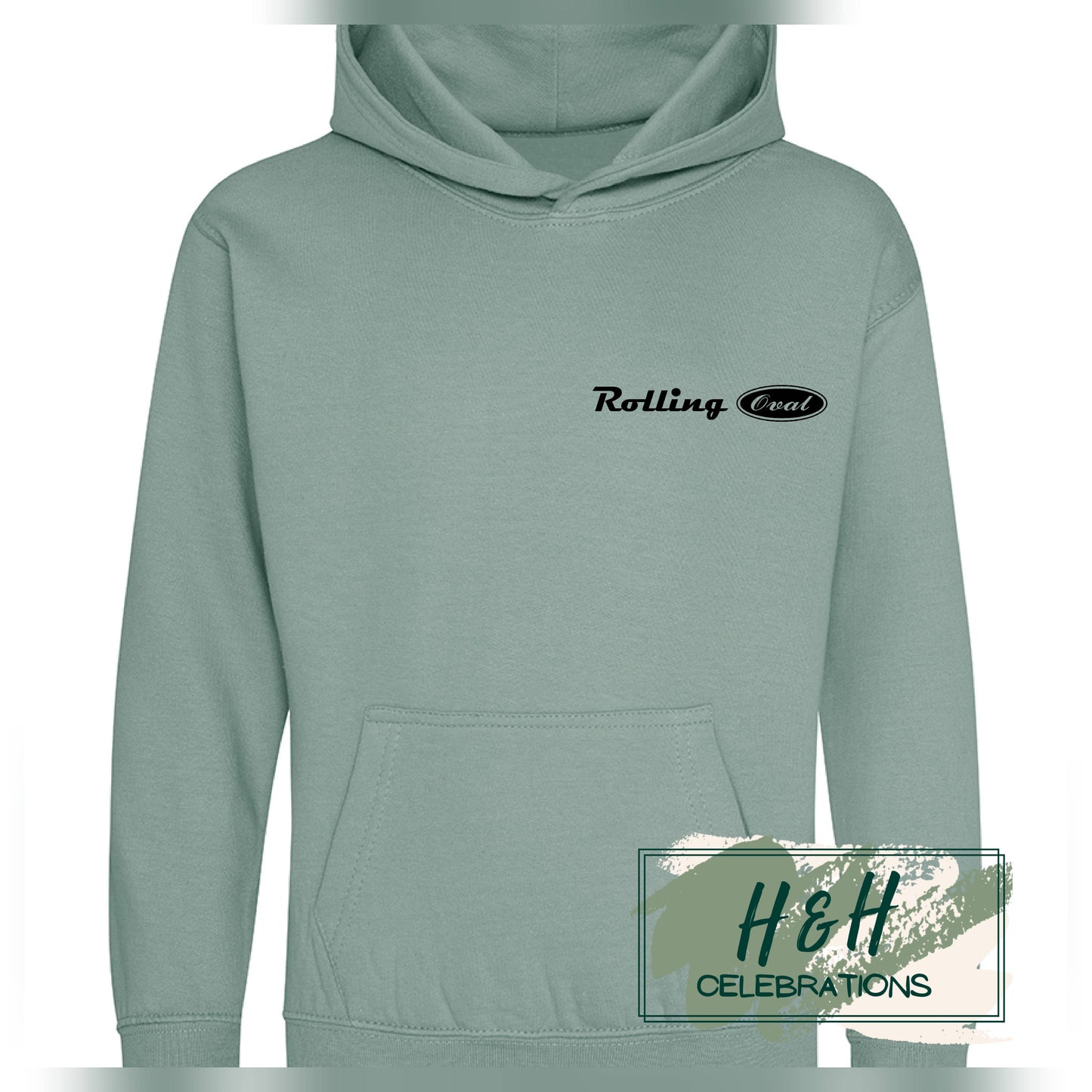 Rolling Oval Hoodie For Kids - Dusty Green