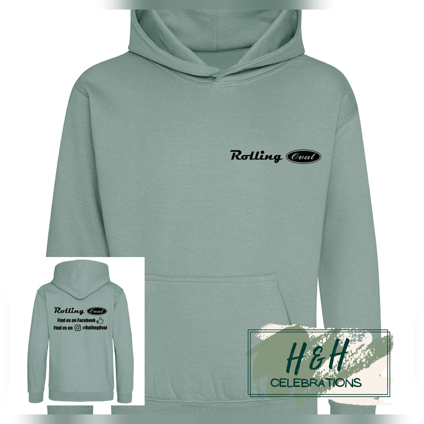 Rolling Oval Hoodie For Kids - Dusty Green