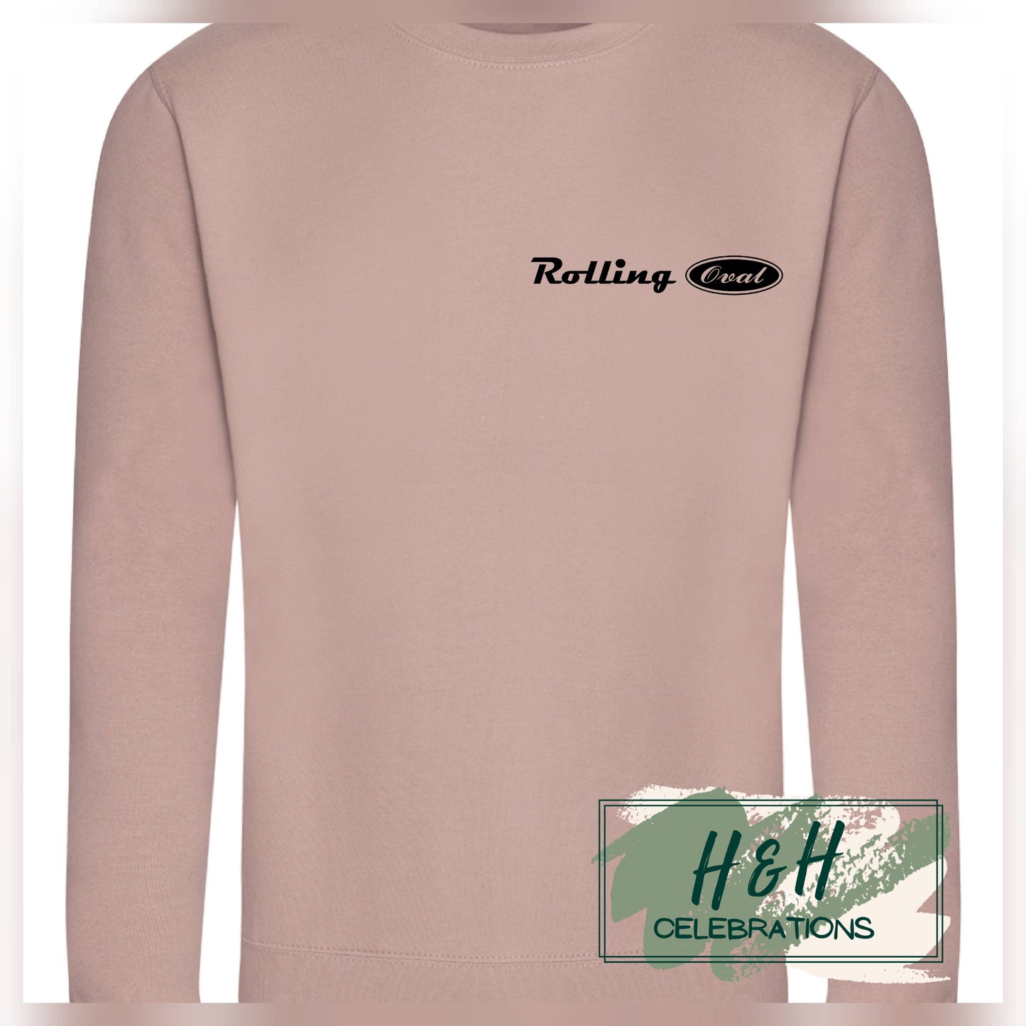 Rolling Oval Sweatshirt For Adults - Dusty Pink